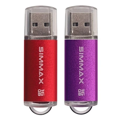 Abbildung von USB Stick 2 Stück 16GB 2.0 Flash Laufwerke Thumb Drive Pen von SIMMAX (16GB Rot Lila)