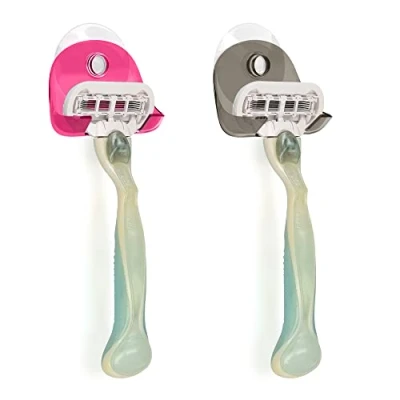 Abbildung von kwmobile 2x Saugnapf Halterung für Rasierer Halterung, (1 tlg., Glas und Fliesen Nassrasierer Halter Set Wand Haken)