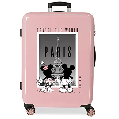 Abbildung von Disney Mickey und Minnie Travel the World Paris Mittelgroßer Koffer Nude 48x68x26 cm Starres ABS Seitlicher Kombinationsverschluss 70L 3 kg 4 Doppelrollen