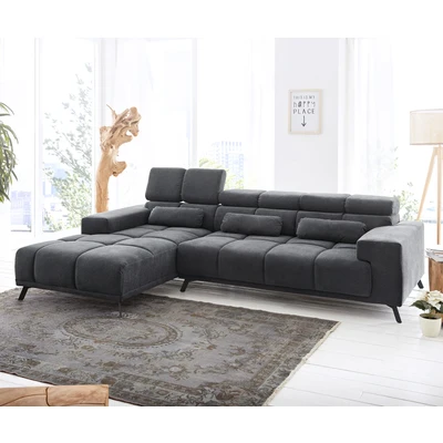 Abbildung von Ecksofa Ordino 285x200 Mikrofaser Schwarz Ottomane links elektrische Sitztiefenverstellung