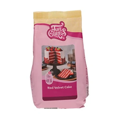 Abbildung von FunCakes Mix für Red Velvet Cake: Einfach zu verwendender, schön weicher und flauschiger Kuchen mit leichtem Schokoladengeschmack, auch Cupcakes aus rotem Samt geeignet, Halal. 500 g.