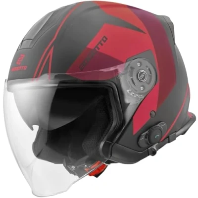 Abbildung von Bogotto V586 Detri BT Bluetooth Jethelm, schwarz/rot, XS