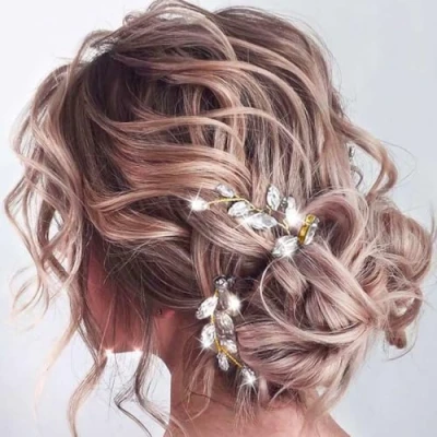Abbildung von Zoestar Haarnadel mit Strass und Kristallen für die Braut, Hochzeitshaarschmuck Damen Mädchen (2 Stück) (Gold)