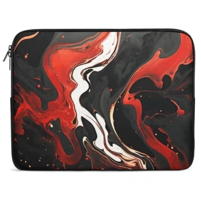 Abbildung von Laptoptasche, 17 Zoll (43,2 cm), Schwarz und Rot, Marmor, stoßfest, Computer Tragetasche, schlanke Aktentasche, Handtasche