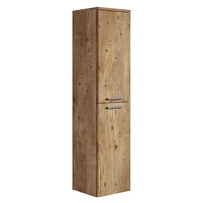 Abbildung von Badezimmer Badschrank Saturnus 130cm Eiche Kastanie Regal Schrank Hochschrank Möbel