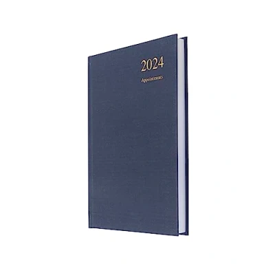 Abbildung von Collins Essential A5 Tagesplaner 2024 mit Terminen, umweltfreundliches Recyclingpapier und vollständig recycelbar, Seite pro Tag, akademischer persönlicher Planer (A5 Größe, Marineblau)