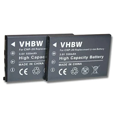 Abbildung von vhbw 2X Akku kompatibel mit Casio Exilim EX Serie S770D, S880, Z11, Z12 Kamera Digicam DSLR (550mAh, 3,6V, Li Ion)