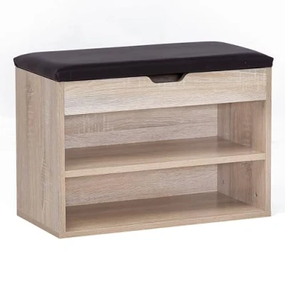 Abbildung von FINEBUY Schuhbank SuVa11673_1 (mit Sitzfläche Sonoma, Schuhregal Holz 60x40x30 cm), Kleine Flurbank Geschlossen, Sitzbank Schmal Flur