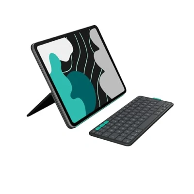 Abbildung von Logitech Flip Folio, Tastatur Case für iPad Pro 13 Zoll (M4) und Air (M2 M3) (2024, 2025) Schutzcase mit verstaubarer Bluetooth Tastatur, Multi Device, DEU QWERTZ Layout Grafit