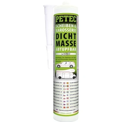 Abbildung von PETEC 83290 Scheibendichtstoff grau/weiß Kartusche abtupfbar, dauerelastisch, nicht aushärtend, abziehbar, überlackierbar 310