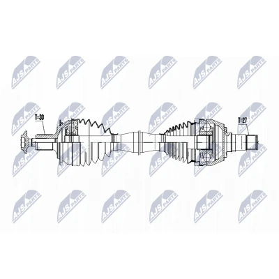 Abbildung von NTY NPW ME 065 Antriebswelle Vorderachse links, 540 Schaltgetriebe, Automatikgetriebe, Doppelkupplungsgetriebe MERCEDES BENZ: CLA Coupe