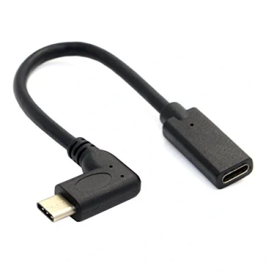 Abbildung von System S USB 3.1 Type C (Female) zu (Male) 90 rechts gewinkelt Adapter Kabel Verlängerung 20 cm