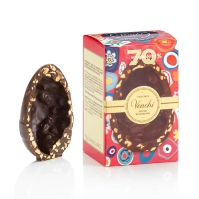 Abbildung von Venchi Mignon Schokoladen Ei, 70% Extra Dunkler Gourmet Geschmack mit &quot;Piemont Haselnüss&quot;, 70 gr, Glutenfrei, Vegan, Ohne Überraschung, Osterkollektion, Geschenkidee