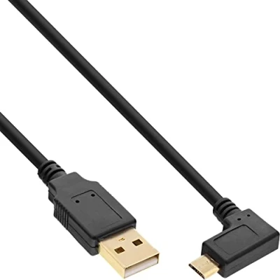 Abbildung von InLine 31710T Micro USB 2.0 Kabel, A Stecker an B gewinkelt, vergoldete Kontakte, 1m