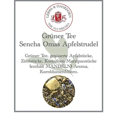 Abbildung von Lerbs &amp; Hagedorn, Grün Tee Sencha Omas Apfelstrudel Apfelstrudel, Vanille Geschmack 2kg (ca. 162 Liter) Apfelstücke, Zimtstücke