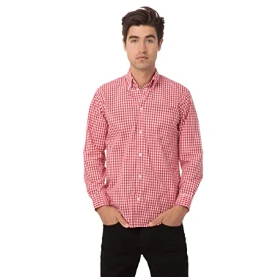 Abbildung von Chef Works Herrenhemd mit Gingham Muster, Rot und Weiß kariert, X Groß