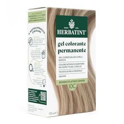 Abbildung von Herbatint Permanente Haarfarbe Gel 10C Platinblond Asche 170 ml Ammoniakfrei, 100% Abdeckung für weißes Haar empfindliche Haut, mit 8 natürlichen Bio Extrakten