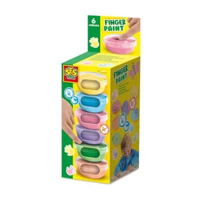 Abbildung von SES Creative 00397 Pastell Fingerfarben Orange, Blau, Rosa, Lila, Grün und Gelb Weiche Farben 6 Töpfchen x 45ml Für Kinder Ab 2 Jahren