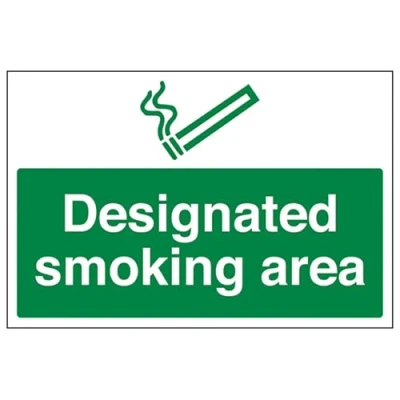 Abbildung von vsafety 57041ba r &quot;DESIGNATED SMOKING AREA&quot; Verbot Zeichen, starrer Kunststoff, Landschaft, 300 mm x 200 mm, grün