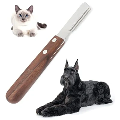 Abbildung von DHER Trimmen Hund Terrier Trimmmesser Fellpflege Entfern Die Rechte Hand Rechtes HaustierkäMmwerkzeug Holzgriff Hundezupfmesser Professionelles Schnauzer Racing Hundepflegewerkzeug
