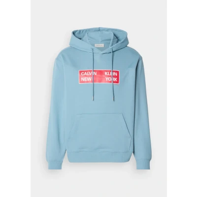 Abbildung von Calvin Klein Herren Hoodie Terry Box Graphic Regular Fit, Blau (Smoke Blue), L