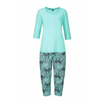Abbildung von Buffalo Capri SET Pyjama, Damen, Größe: 32/34, Mint gemustert