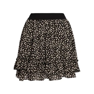 Abbildung von SASSYCLASSY Rüschenrock Mini Rock Damen mit Punkten A Linien kurz Gummibund, Volantrock Tupfenmuster, kurzer Chiffonrock 2 Volants, Made in Italy