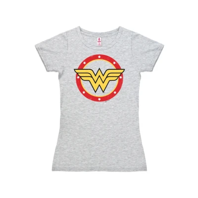 Abbildung von Logoshirt Wonderwoman Circle LOGO Tshirt print graumeliert, Damen, Größe: Large, Grau meliert