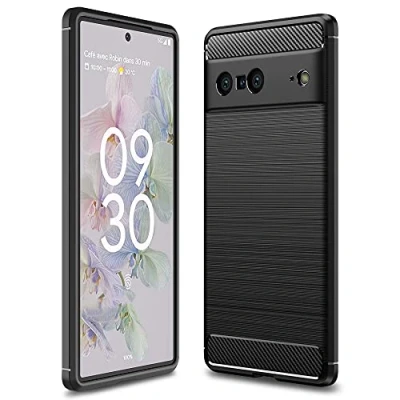 Abbildung von CoverKingz Handyhülle für Google Pixel 7 Silikon Handy Hülle im Carbon Design Soft Case Phone Cover Schwarz