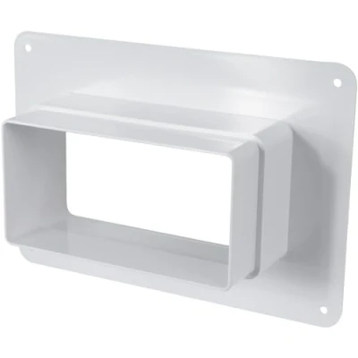 Abbildung von Vent Systems 120 x 60 mm rechteckiger Kanalverbinder Rohreinlasskragen Heizung, Kühlung, Lüftungsanschluss HVAC System Kanaladapter Kanalkupplungs Wandplatte