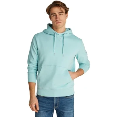 Abbildung von Calvin Klein Herren Hoodie Badge mit Kapuze, Blau (Fresh Mint), M