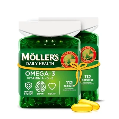 Abbildung von Moller’s ® omega 3 kapseln Fischöl Skandinavische Nahrungsergänzungsmittel mit EPA, DHA, Vitamin A, D und E 166 Jahre alte Marke Gesundheit für jeden Tag 224