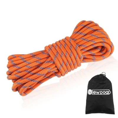 Abbildung von NewDoar Statisches Kletterseil 18KN 10mm (3/8in) Doppelgeflecht Zubehörseilseil für Prusik, Überleben im Freien,Wandern,Bergsteigen,Hauling Dragginge(Orange 10mm,20ft)