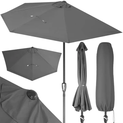 Abbildung von Kingsleeve Sonnenschirm, 270 cm UV Schutz 50+ halbrund Wasserabweisend Leichtgängiges Kurbelsystem Windöffnung für stabilen Stand Stabil Robust Balkonschirm Terrassenschirm Gartenschirm
