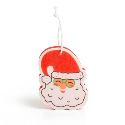 Abbildung von martini SPA Xmas Collection Schwamm in Form eines Weihnachtsmanns aus Polyurethan mit Kordel, rot und grün, 12,5 x 11,6 2,8 cm, 25 g, 1 Stück