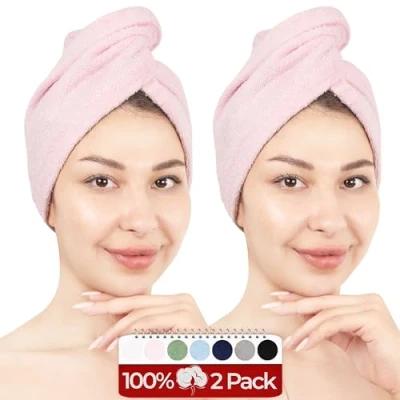 Abbildung von HAMMETEX Turban Handtuch &quot;2er Set Haarturban Damen, 100% Baumwolle, Flauschig &amp; Schnelltrocknend&quot;, (Set, 2 St., 2)