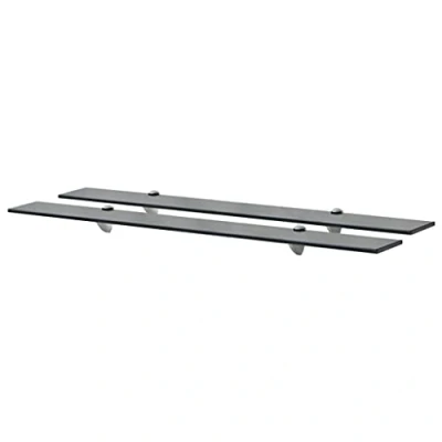Abbildung von vidaXL 2X Regal Schwebend Wandregal Glasregal Glasboden Glasablage Badablage Wandablage Badregal Ablage Regale Bad Glas 90x20cm 8mm Schwarz