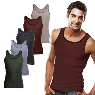 Abbildung von SGS 5er Pack: Stilvolle Unterhemden Herren &amp; Tank Top in Weiß Schwarz oder Bunt ideal als Muskelshirt Unterziehshirt