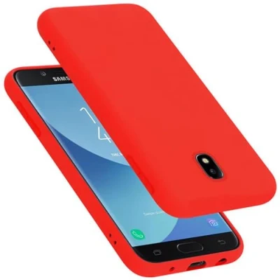 Abbildung von Cadorabo Hülle kompatibel mit Samsung Galaxy J7 2017 Silikon Handyhülle für Case aus flüssigem stoßfeste dünne TPU Schutzhülle Liquid ROT