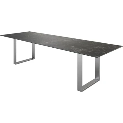 Abbildung von Esstisch Edge 300x100 Keramik Laminam® Nero Greco Anthrazit Edelstahl Schmal