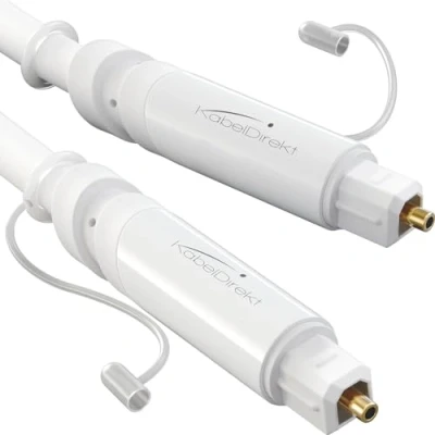 Abbildung von KabelDirekt TOSLINK Kabel weiß, optisches Audiokabel 4 m Glasfaserkabel für Soundbar mit Schutzkappe (TOSLINK auf TOSLINK, digitales S/PDIF Kabel, HiFi/Verstärker, Heimkino, Xbox One/PS4)