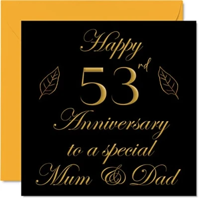 Abbildung von Stuff4 Hochzeitskarte zum 53. Jahrestag für Vater, Mutter, Eltern Special Mum &amp; Dad Happy 53 Hochzeitstag von Sohn Tochter Familie, 145 mm x Grußkarten fünfzig dritte Jubiläen