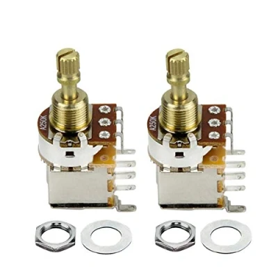 Abbildung von FLEOR Guitar Push Potentiometer A250K Töpfe Audio Taper Copper Short Split Shaft für E Gitarren Bass Part, 2er Pack