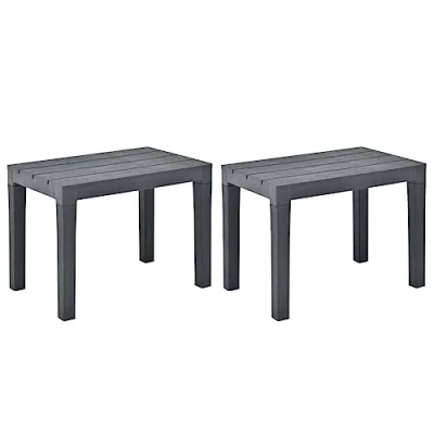 Abbildung von vidaXL 2X Gartenbank Parkbank Sitzbank Bank Gartenmöbel Terassenbank Gartenhocker Sitzhocker Kunststoffbank Garten Balkon Anthrazit Kunststoff