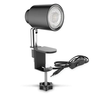 Abbildung von B.K.Licht Tischleuchte LED Klemmleuchte inkl. 5W GU10 Schwarz Matt BKL1353, wechselbar, Warmweiß, Schwenkbar Neigbar Kippschalter Metall Nachttischlampe