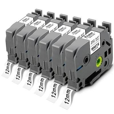 Abbildung von Pristar 12mm 0.47 Schriftband kompatible für Brother P touch Tze 231 TZe231 TZ231 Schriftbänder laminated PT H107B E110 D400 H110 H100 H105 D600VP D210 1000