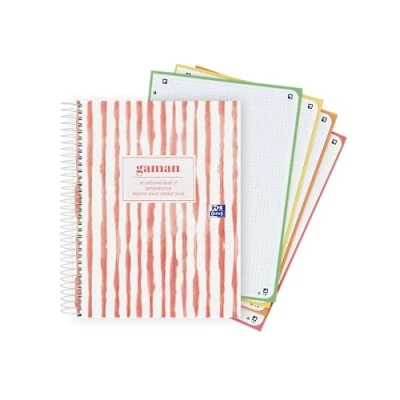 Abbildung von Oxford, Notizbuch A5+, kariert, 5 x cm, extra fester Einband, 120 Blatt, 4 Count Farben, 6 Löcher, schönes japanisches Notizbuch, Gaman Design