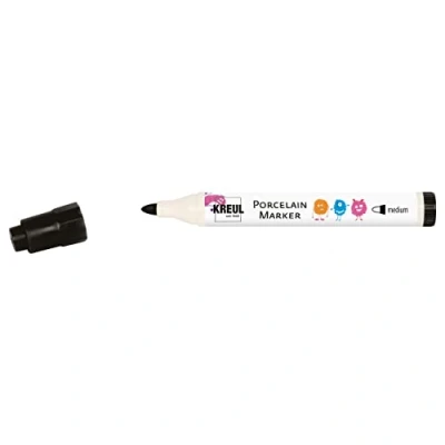 Abbildung von KREUL 16334 Porcelain Marker medium Schwarz Für Kinder entwickelter Porzellanmalstift, ohne Schütteln und Pumpen sofort los malen