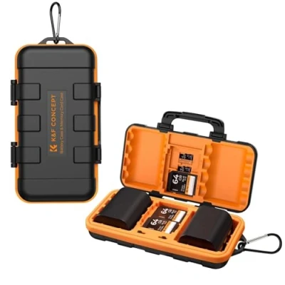 Abbildung von K&amp;F Concept Schutzhülle für Speicherkarten und Akku, wasserfest stoßfest, 2 Kamera Akkus oder 8 AAA/AA 6 Micro SD Karten, 4 2X CF/XQD Karten