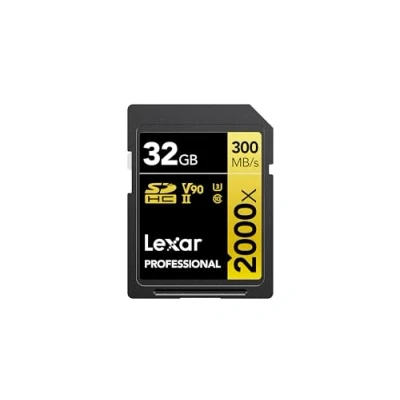Abbildung von Lexar Professional 2000x SD Karte 32GB, SDHC UHS II Speicherkarte ohne Lesegerät, Bis Zu 300MB/s Lesen, für DSLR, Videokameras in Kinoqualität (LSD2000032G BNNAG)